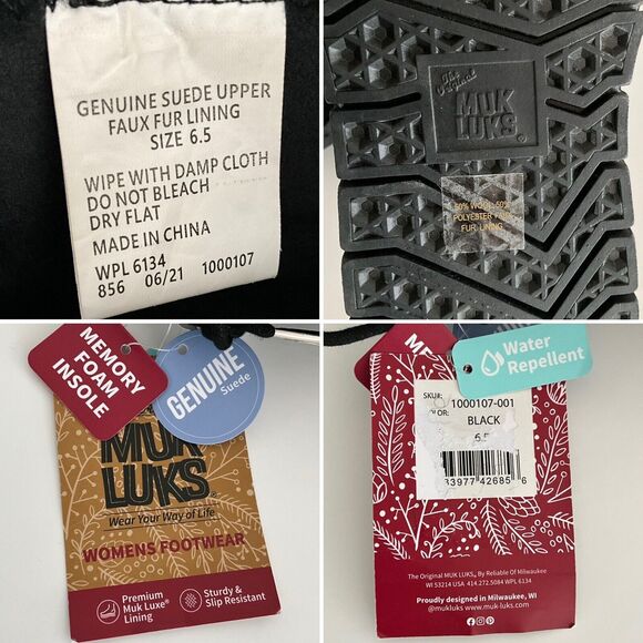 Muk Luks Short Boots Women 6.5M Black Suede Water Repellent Memory Foam Comfort - Picture 6 of 12